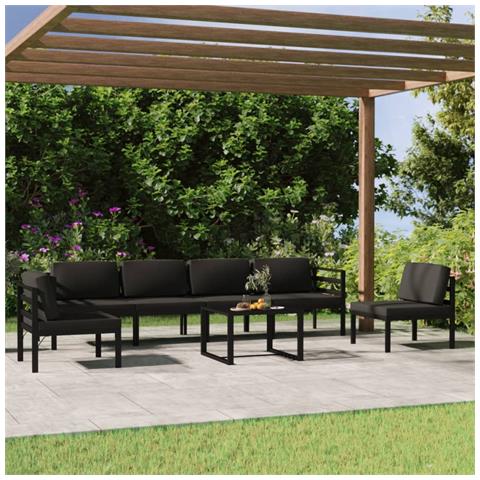 Lusso Casadino - Set Divani Da Giardino 7 Pz Con Cuscini In Alluminio Antracite - Foto 8