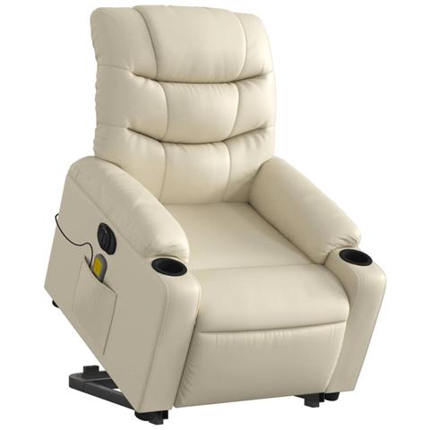 Lusso Casadino - Poltrona Alzapersona Elettrica Reclinabile Crema In Similpelle - Foto 2