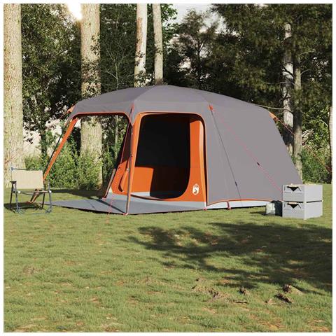 Tenda da Campeggio con Portico 5 Persone Grigio e Arancione - Foto 2