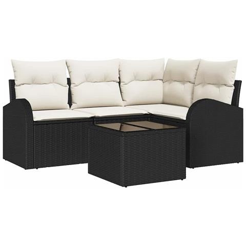 Set Divano da Giardino  a 4 Pezzi con Cuscini Rattan Pollo Marrone, Divano da Giardino a 2 Posti  con Spazio di Stoccaggio e Cuscini Rattan Pollo Nero - Foto 1