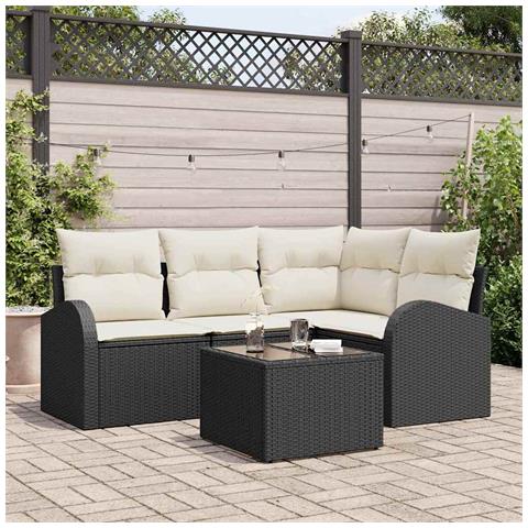 Set Divano da Giardino  a 4 Pezzi con Cuscini Rattan Pollo Marrone, Divano da Giardino a 2 Posti  con Spazio di Stoccaggio e Cuscini Rattan Pollo Nero - Foto 2