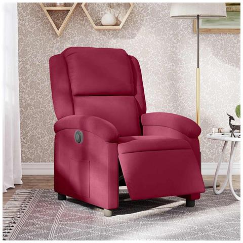 Poltrona Elettrica Reclinabile Rosso Vino in Tessuto - Foto 2