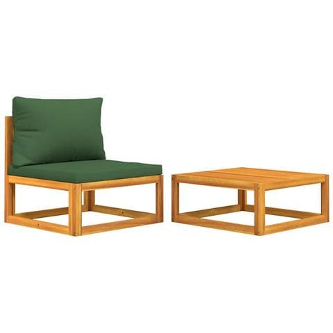 Set Divani da Giardino 2pz con Cuscini Legno Massello di Acacia - Foto 1