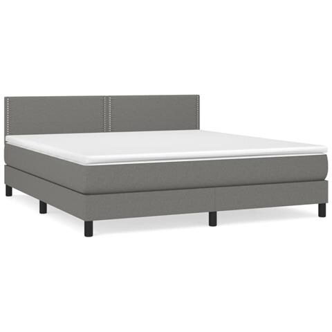 Giroletto a Molle con Materasso Grigio Scuro 180x200 cm Tessuto - Foto 1