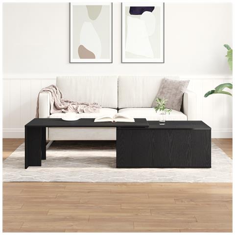 Tavolino da caffè  Nero Rovere 150x50x35 cm in Legno Ingegnerizzato - Foto 2
