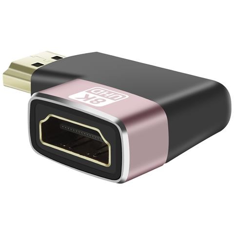 Adattatore Video 8k Uhd Hdmi Femmina Verso Hdmi Maschio Curvo A Destra, Nero - Foto 2