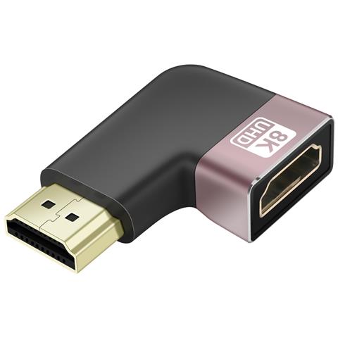 Adattatore Video 8k Uhd Hdmi Femmina Verso Hdmi Maschio Curvo A Destra, Nero - Foto 1