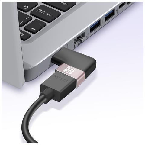 Adattatore Video 8k Uhd Hdmi Femmina Verso Hdmi Maschio Curvo A Destra, Nero - Foto 10