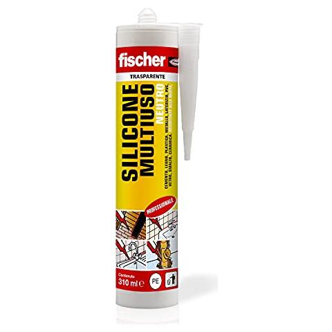Fischer Silicone Sigillante Neutro Sn Tr, Inodore, Antimuffa, Senza Solventi, Multiuso Per Interni Ed Esterni, Trasparente - Foto 1