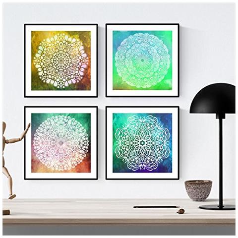 Set Di 4 Stampe Lenzuola Liberty Manifesti Quadrati Con Immagini Di Mandala Decorazione Della Casa 250 G Di Carta Senza Cornice 20x20 Cm - Foto 1