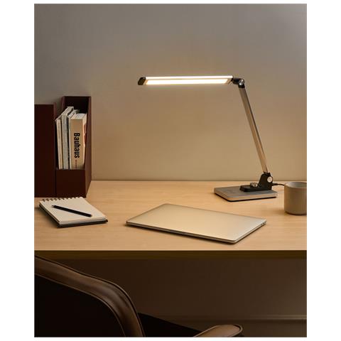 Lampada Da Scrivania A Led Enif Con Caricatore Wireless Argento - Foto 1