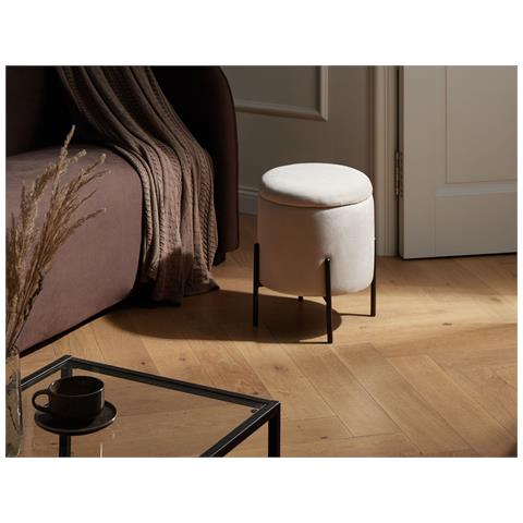 Pouf Contenitore Wenona Velluto Beige Chiaro - Foto 1
