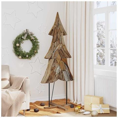 Albero di Natale Marrone 180 cm Legno massello di teak - Foto 2