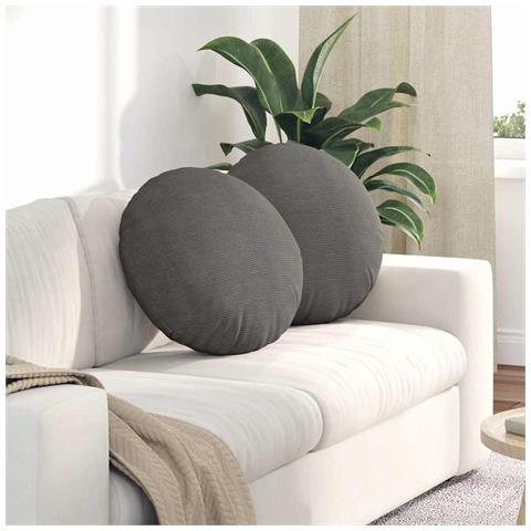 Cuscini per Seduta 2 pcs Grigio chiaro Ø 50 cm Tessuto in Cords - Foto 2