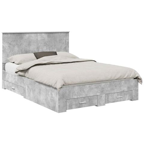 Struttura del letto con testiera Grigio cemento 160 x 200 cm - Foto 1