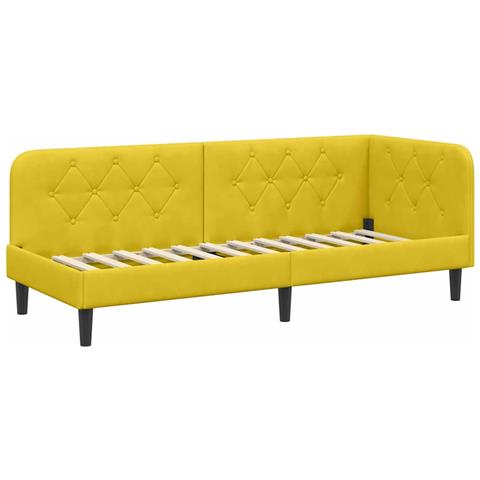 Cornice del letto ad angolo Giallo 80 x 200 cm Velluto - Foto 1