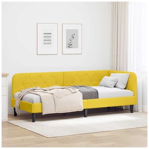 Cornice del letto ad angolo Giallo 80 x 200 cm Velluto - Foto 2