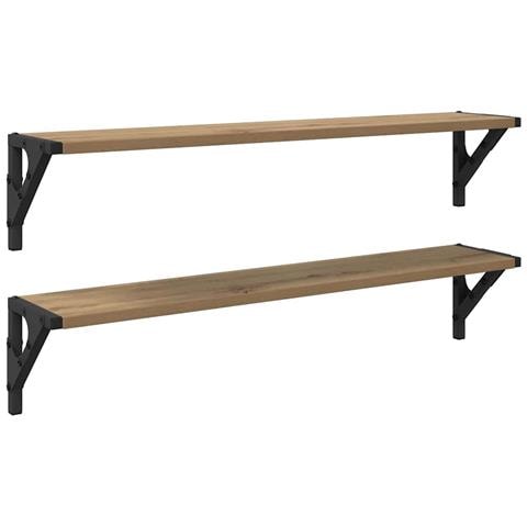 Scaffali da parete 2 pcs Rovere artigianale 80 x 15 x 15,5 cm - Foto 1
