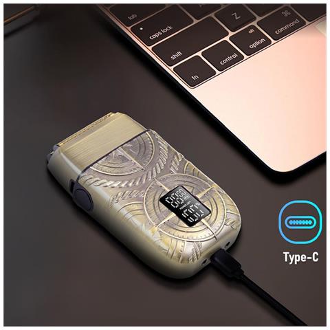 Rasoio Elettrico Alternativo Con Display Led, Ricaricabile Usb, Regolabarba Portatile Bronze - Foto 2