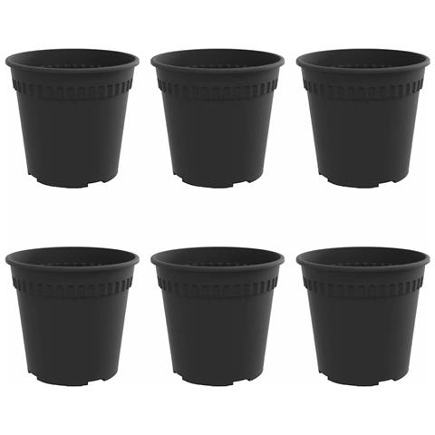 Vaso Rotondo per Fiori 6 pcs Nero Ø 19 x 16 cm Plastica - Foto 1