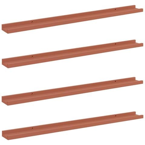 Scaffale da parete 4 pcs Rosso 100 x 9 x 3 cm Legno multistrato - Foto 1