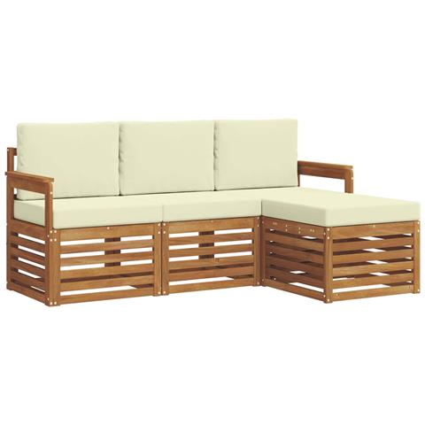 Set divani 4 pcs Naturale e Crema Legno di Acacia Massello - Foto 1