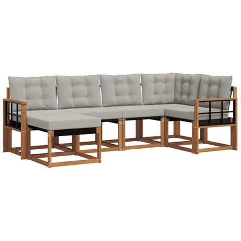 Set di divani da esterno 6 pcs Grigio Naturale e Chiaro - Foto 1
