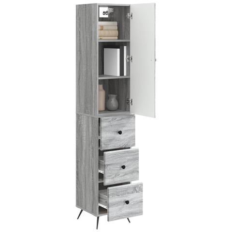 Set di armadi 2 pcs Sonoma grigio 34,5 x 34,5 x 90 cm - Foto 2