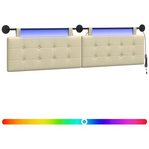 Testiera sospesa Con luce LED Crema Similpelle - Foto 1