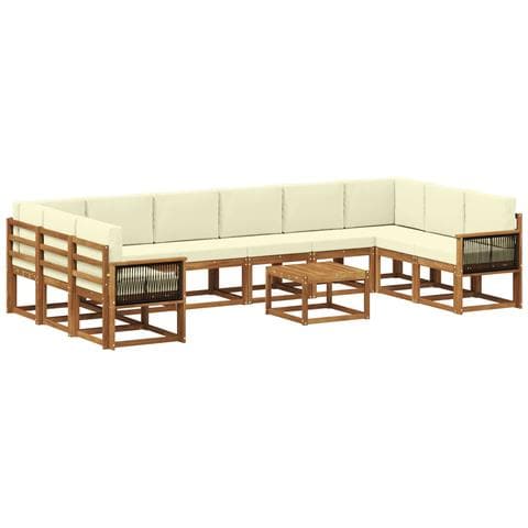 Set di divani da esterno con cuscino 11 pcs Naturale e Crema - Foto 1