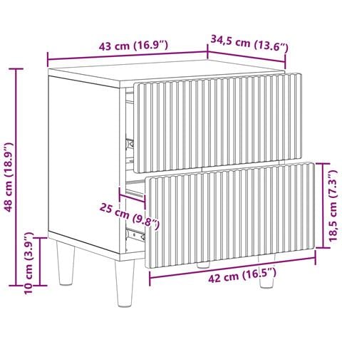 Armadio da Notte con cassetto Legno antico 43 x 34,5 x 48 cm - Foto 9