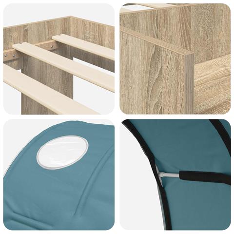 Letto alto per bambini con storage 3 pz Rovere Sonoma e Azzurro - Foto 9