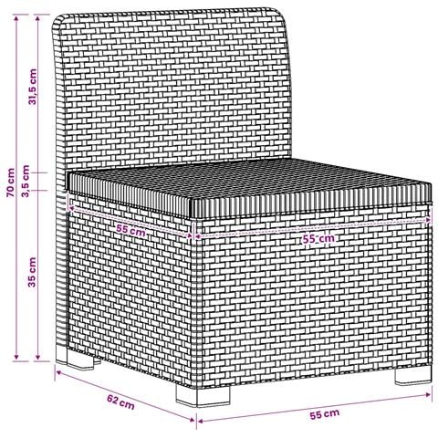 Divano da Giardino a 1 Posto con Cuscino Aspetto Rattan PP - Foto 9