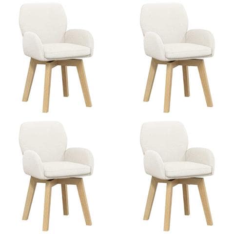 Sedie da pranzo girevoli 4 pcs Bouclé Crema 54 x 58 x 87 cm - Foto 1