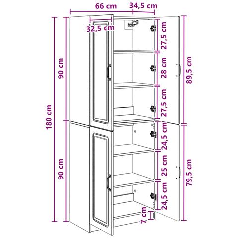 Set di armadi 2 pcs Bianco Lucido Legno ingegnerizzato - Foto 9