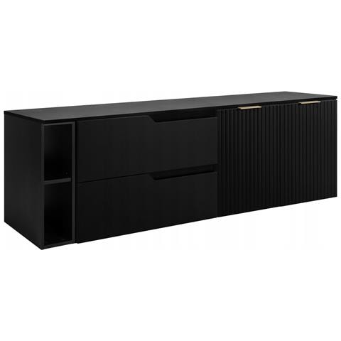 Mobile sottolavabo, Bianco e marrone, 160 cm, Con piano d'appoggio, 4 cassetti, Sospeso, Frontali in MDFMobilecon 1 anta, MODERNO - Foto 1