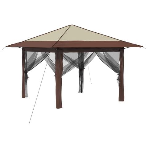 Gazebo con 4 Pareti Crema e Marrone - Foto 1