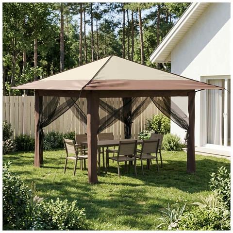 Gazebo con 4 Pareti Crema e Marrone - Foto 2