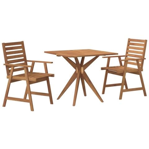 Set da Pranzo per Giardino 3 pz in Legno Massello di Acacia - Foto 1