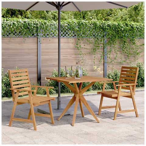 Set da Pranzo per Giardino 3 pz in Legno Massello di Acacia - Foto 2