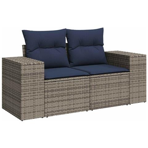 Set di divani 6 pz Grigio e Blu Navy Rattan sintetico e Acciaio - Foto 2
