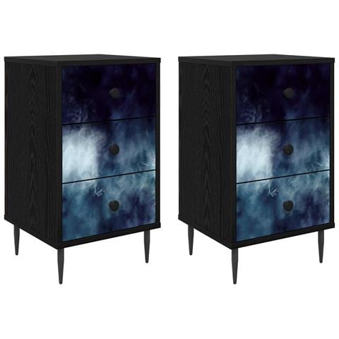 Armadio da Notte RAALTE 2 pz Rovere Nero 36 x 33 x 61 cm - Foto 1