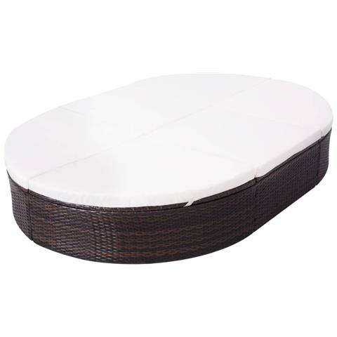 Lettino Prendisole In Polyrattan 200x140x28 Cm Marrone - Foto 2
