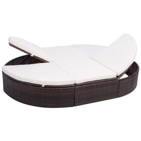 Lettino Prendisole In Polyrattan 200x140x28 Cm Marrone - Foto 1