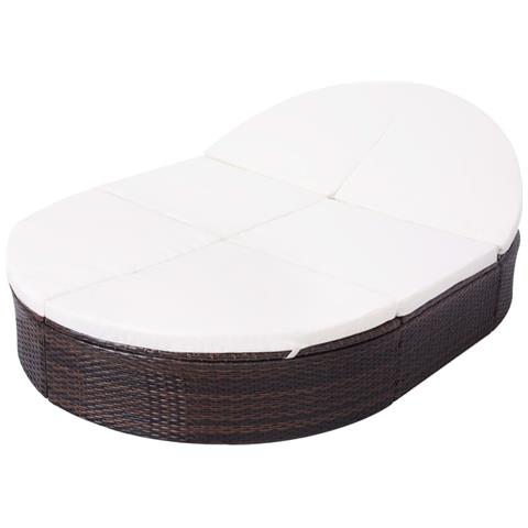 Lettino Prendisole In Polyrattan 200x140x28 Cm Marrone - Foto 7
