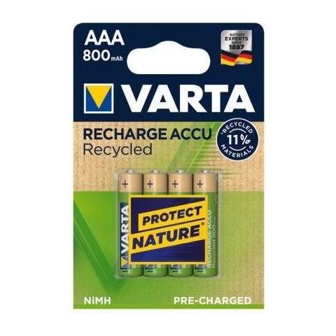 Batteria Ricaricabile AAA MiniStilo, 800 mAh, Confezione da 4 Pezzi, Pre-caricate, Pronte all'Uso - Foto 1