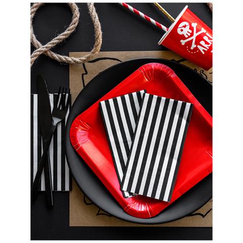 Partydeco - 20 Tovaglioli Di Carta A Righe Nere E Bianche - Foto 2