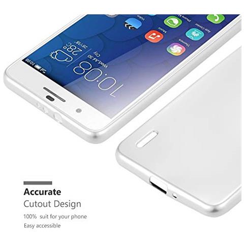 Custodia Compatibile Con Honor 6 Plus In Argento Metallico - Coperchio Protettivo In Silicone Tpu Flessibile - Foto 2