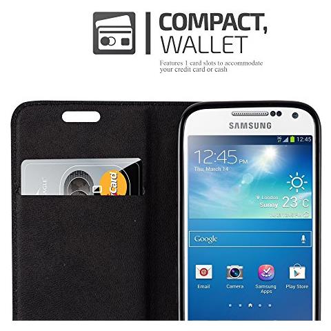 Custodia Compatibile Con Samsung Galaxy S4 Mini In Bruno Caffè - Coperchio Protettiva Con Chiusura Magnetica, Funzione Stand E Tasca Per Le Carte - Foto 2