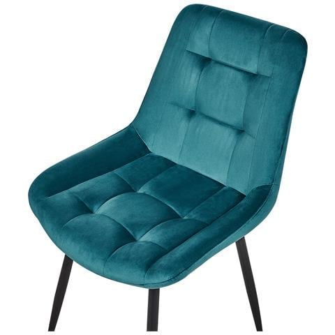 Set Di 2 Sedie Da Pranzo In Velluto Blu Melrose - Foto 16